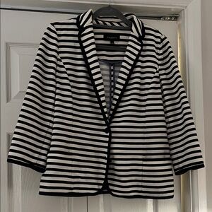 Talbots Women's Black and White Striped Blazer